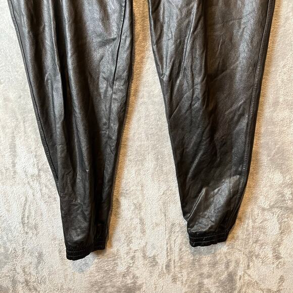 Spanx Faux Leather Jogger Pants Size Large Black Pull On - Picture 3 of 8